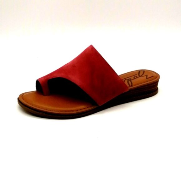 Zodiac Womens Gaida Toe Loop Thong Sandals Raspberry Leather Wedge Heel 9.5M NEW - Picture 1 of 10